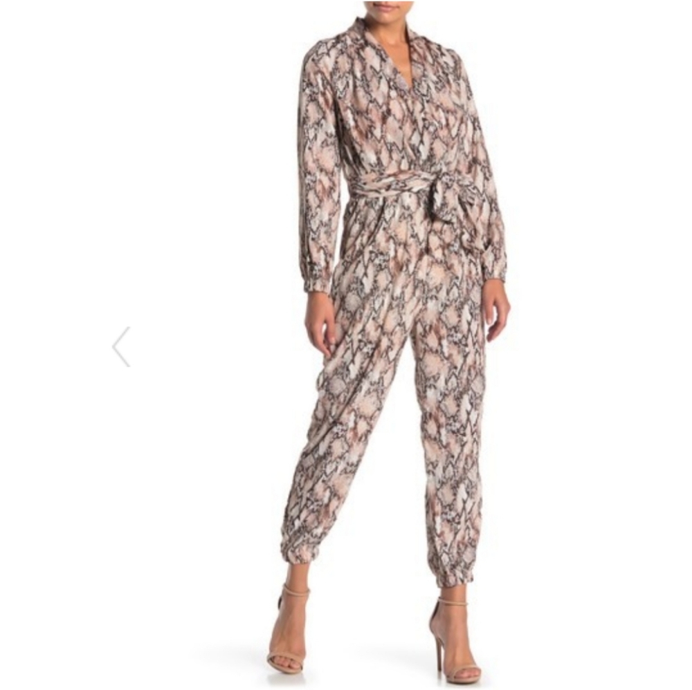 FAVLUX Patterned Jumpsuit in Black and Tan